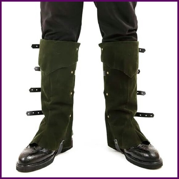 Men\'s Medieval Boot Covers, Faux Leather Cosplay Leg Gaiters, Adjustable